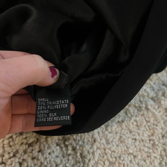 Carmen Marc Valvo Wide Shoulder Black Ruffle Silk Mini Dress Size 10 - Picture 8 of 10